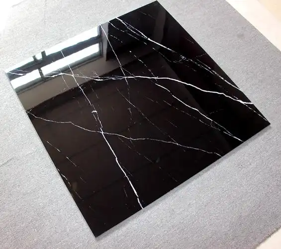 黑白根全抛釉瓷砖800/600客厅 酒店大厅走廊地板砖 黑金花门槛石