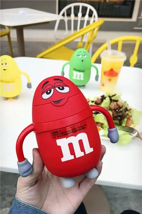 创意网红成人带吸管玻璃杯可爱清新卡通水杯子m豆学生