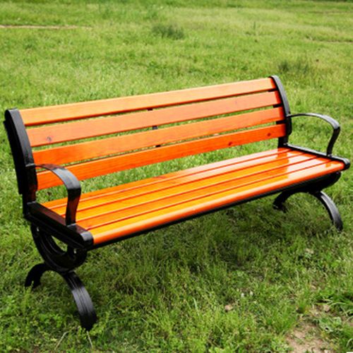 现货木条靠背小区铸铁脚座椅铁等候木坐椅子户外公园长椅长櫈