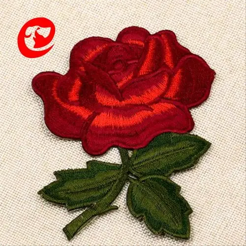 红色便捷装饰玫瑰花朵布贴刺绣小号羽绒服补丁贴布可熨烫衣服贴花