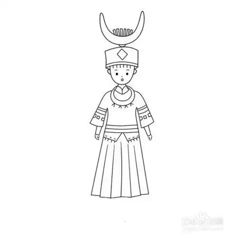 苗族女孩的简笔画