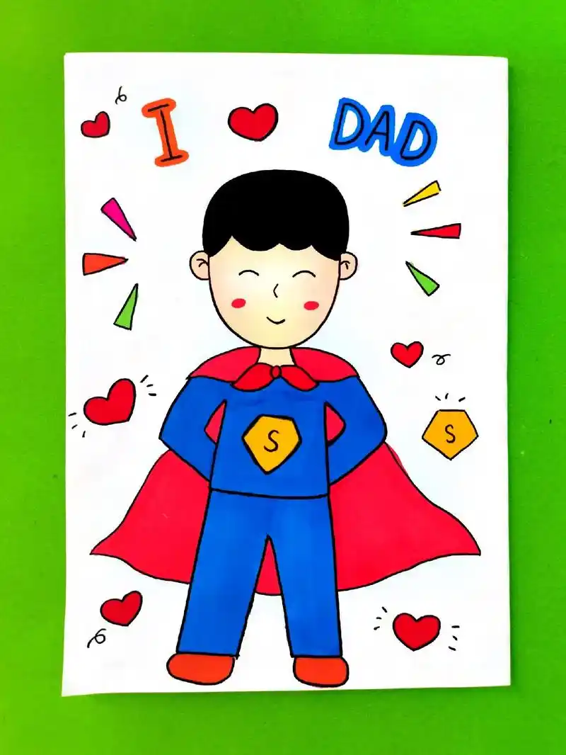 父亲节主题简笔画,一起学画超人老爸,祝爸爸节日快乐 #父亲节 - 抖音