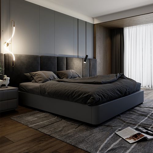 无床头床现代简约卧室小户型日式储物榻榻米北欧无靠头床架真皮床