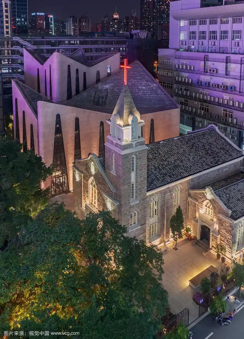 福建福州花巷教堂夜景