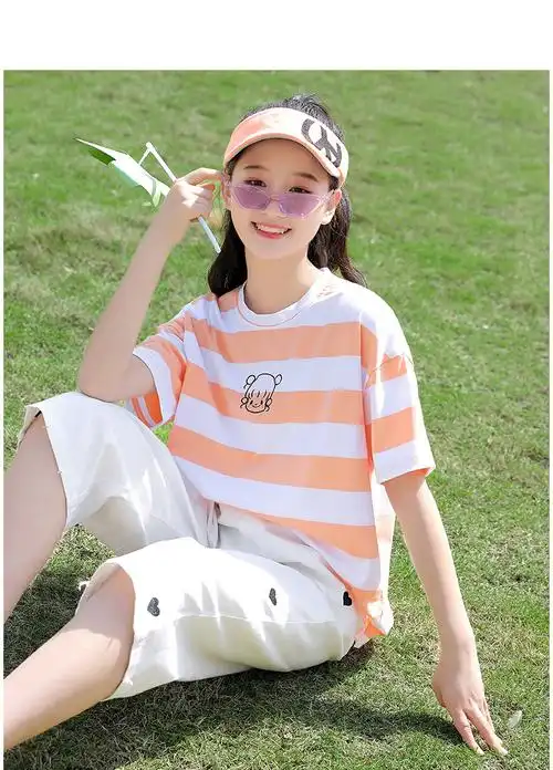 mzploi初中生夏装女套装少女中学生夏季新款运动裤两高中生休闲宽松