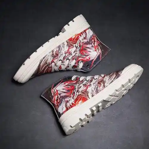 山海经鞋国鞋子男鞋冬季潮鞋中国国风高帮板鞋男高帮鞋