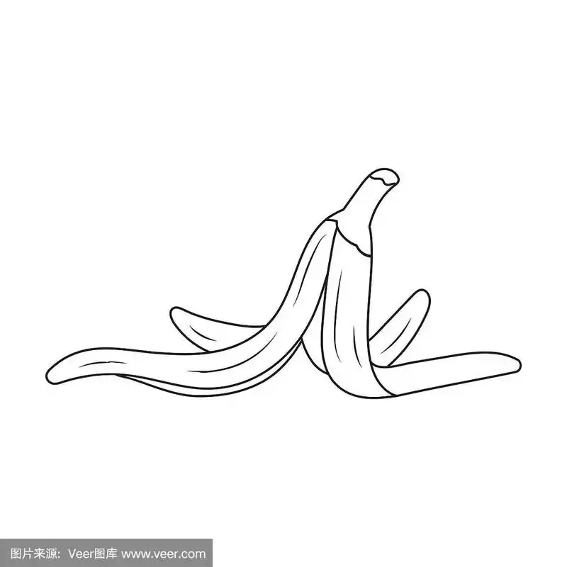 香蕉皮图标轮廓风格孤立在白色背景.垃圾和垃圾符号库存矢量插图.