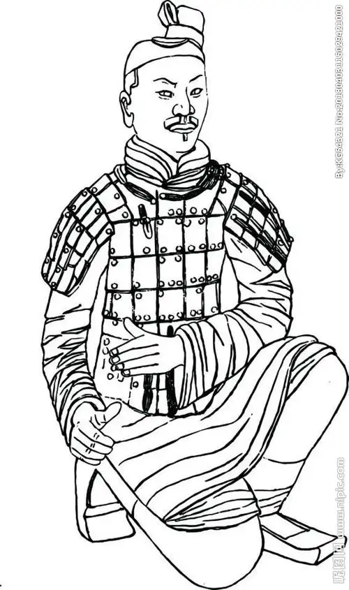 兵马俑 线描图图片