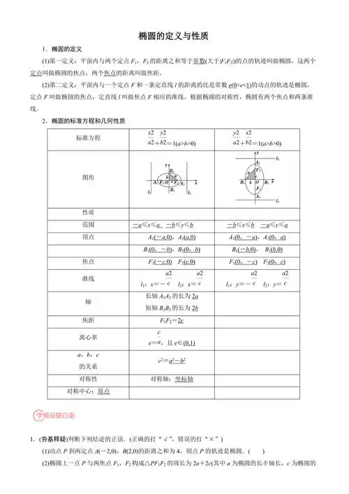 椭圆的定义与性质