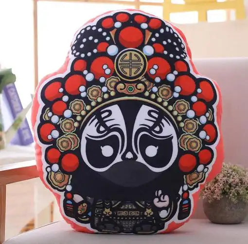 国潮风创意京剧脸谱抱枕靠垫办公室座椅靠枕午睡枕头汽车靠垫护腰