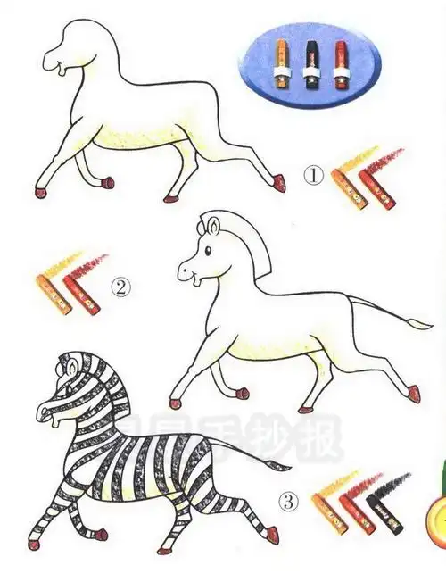 斑马简笔画图片步骤教程