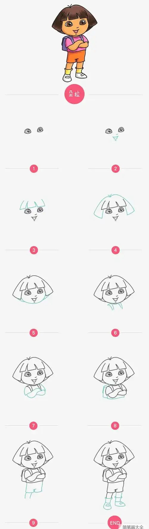 朵拉简笔画步骤图
