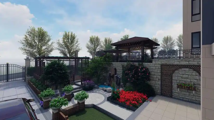 四家连体别墅小院景观设计