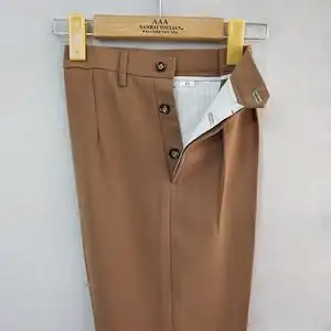 夏装薄款旁开口侧纽扣妈妈裤高腰直筒宽松加肥加大中老年女裤麻纱