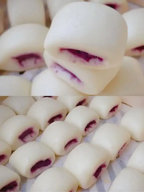 紫薯夹心牛奶馒头丨松软香甜早餐备餐