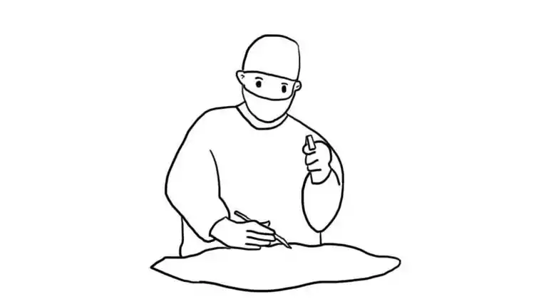 1,画一个医生拿着医疗器材正在抢救