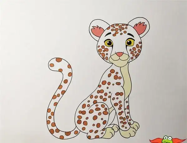 分步画法简笔画豹子的画法如何画豹子简笔画可爱的花豹上色简笔画图片