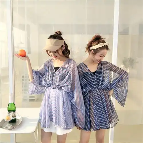 凉快衣服女夏 透气ulzzang防晒衣网红同款chic透明裙子透视超薄潮