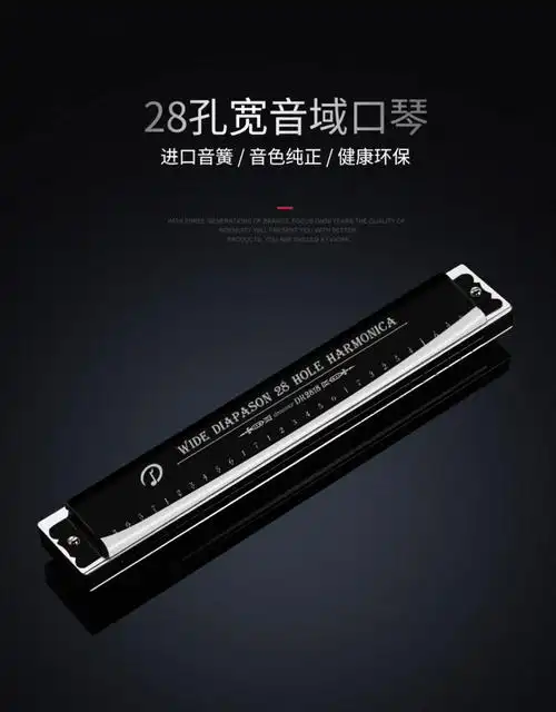 德国原装进口音簧高端28孔复音口琴天鹅专业演奏级初学者c调重音 【dr