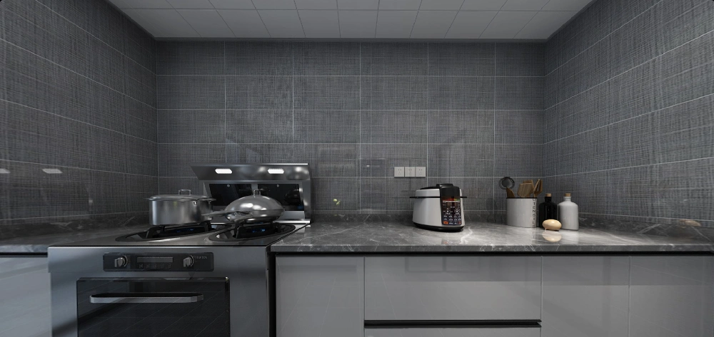 灰色的台面  灰色的墙面使整个空间更显的简洁.