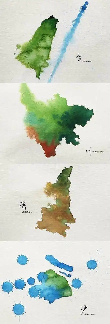 中国34省市手绘水彩地图,你家乡是哪个?