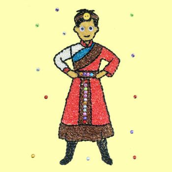 民族团结手工作品 儿童手工制作五谷杂粮豆子粘贴材料包种子画幼儿