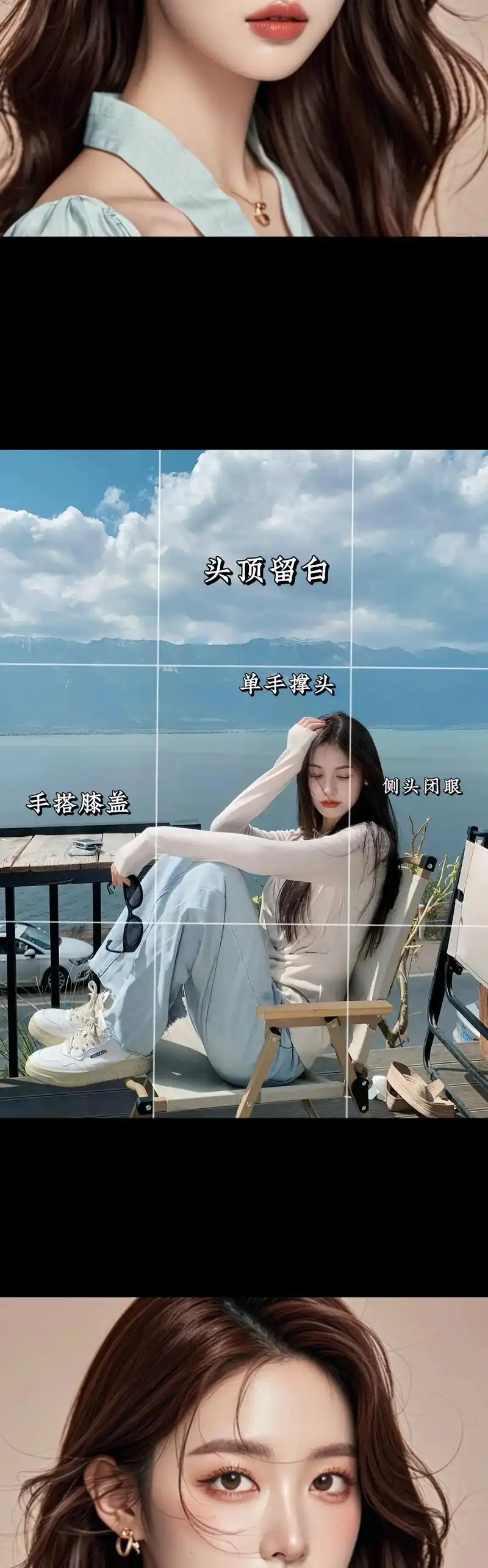 9815九宫格拍照构图|秒秒出片 坐着拍照随意姿势自然又有氛围感