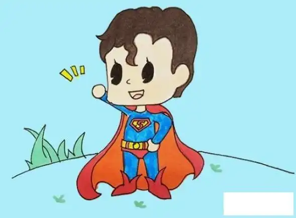 卡通超人手绘怎么画涂颜色简单漂亮步骤图