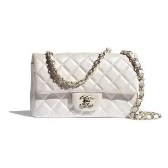 香奈儿女包cf经典女包羊皮革与金属材质迷你口袋包单肩包链条包 白色