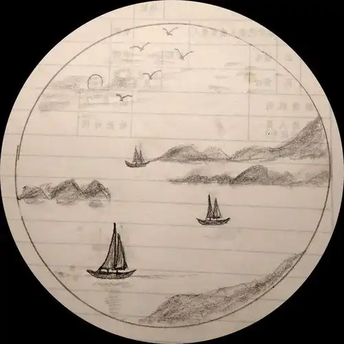 秋风怡人的铅笔画习作【山水】