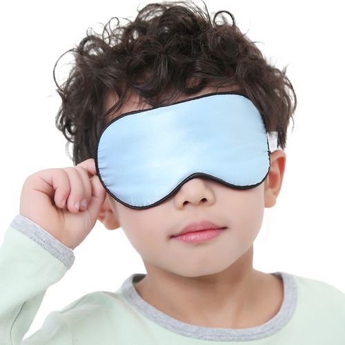 蓝洛 儿童真丝眼罩 学生婴儿睡眠晒太阳男女孩遮光透气双面可调节护眼