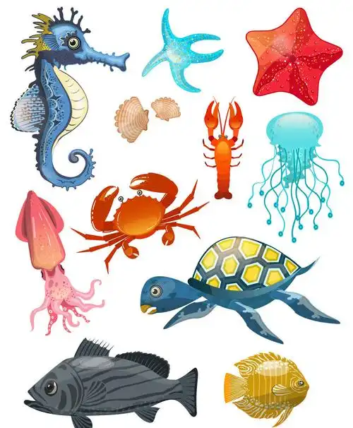 11款创意海洋动物设计矢量素材_矢量动物_懒人图库