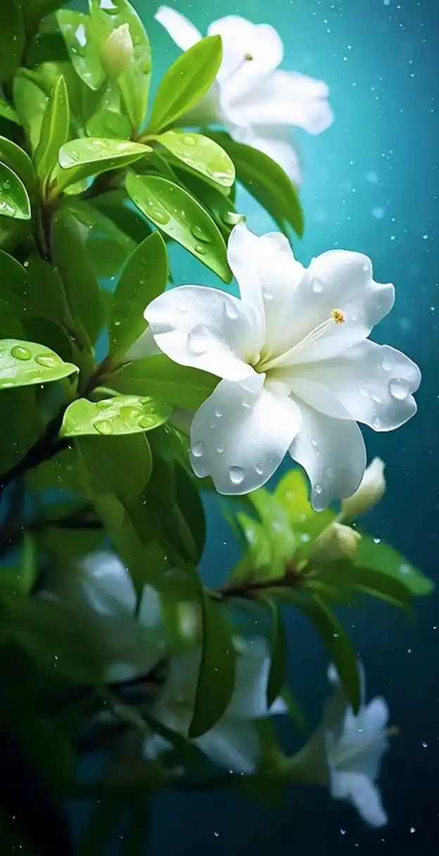 [樱花][鲜花][微风]壁纸,花叶上的露珠