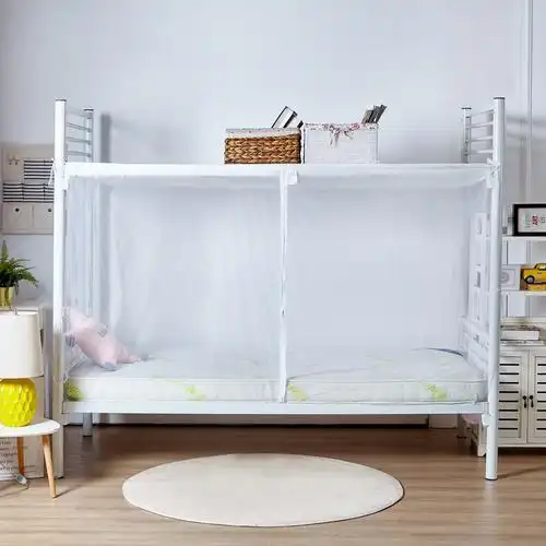 加密学生宿舍蚊帐09m单人床上下铺拉链方顶1m12m15m18m双人