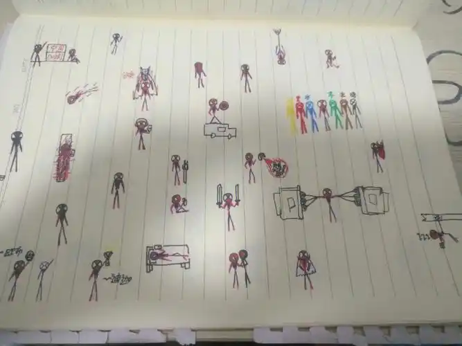 不怎么会画火柴人简单画了三页