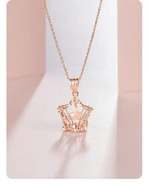 金吊坠女多彩au750玫瑰金彩金星星挂坠可配项链正品-雅蝶珠宝首饰商城