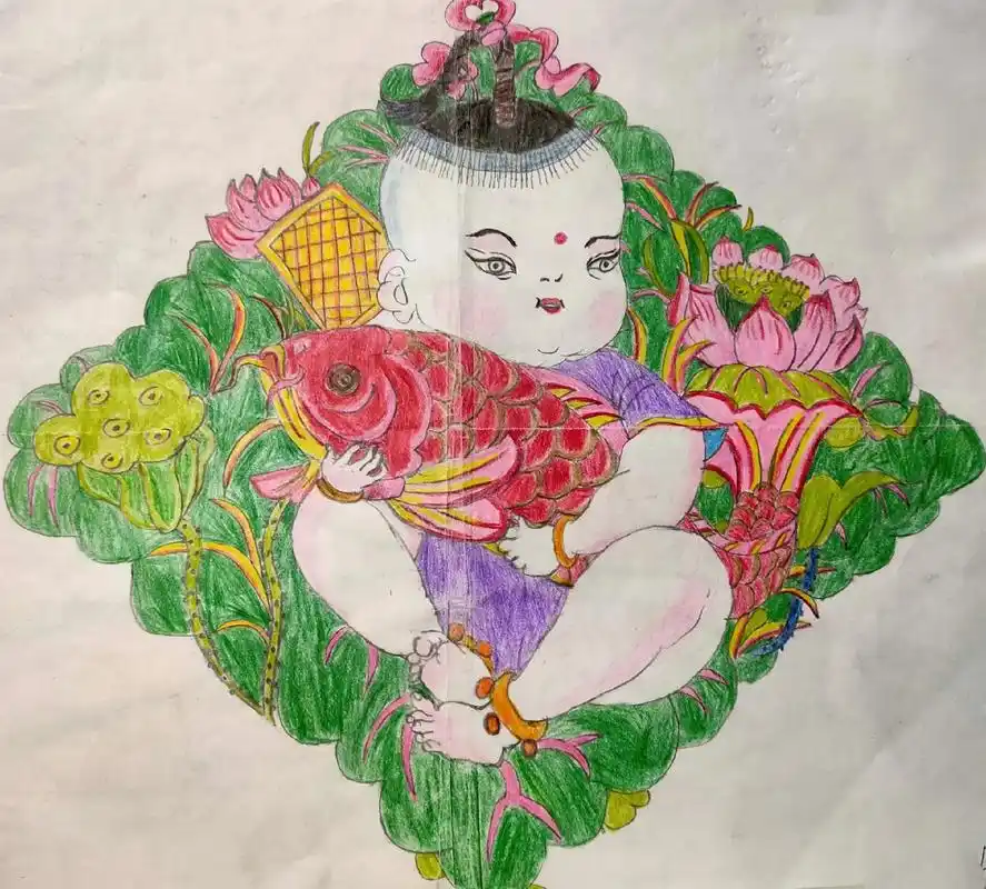 民间美术非遗传承年画娃娃.#中国传统文化 #年画#2023跨 - 抖音