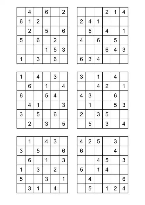 六宫格幼儿数独游戏54题pdf