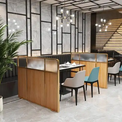 隔断饭店火锅店过道挡板长虹玻璃屏风半截栏不锈钢框架不锈钢板玻璃