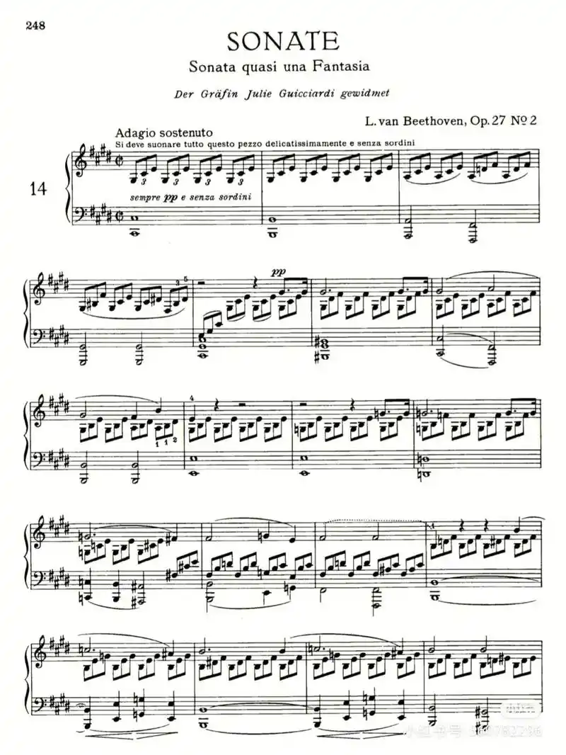 古典钢琴曲,贝多芬月光奏鸣曲第一乐章钢琴五线谱分享,送给大家 - 抖