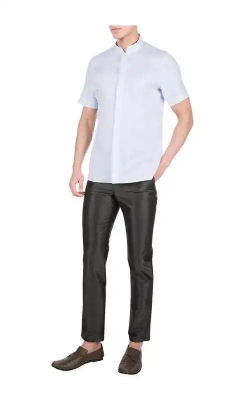 shiatzy chen/夏姿陈 经典文人系列小立领男士短袖衬衫