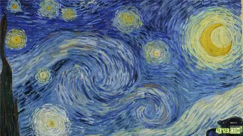 梵高星月夜《星夜》18k超高清,连颜料的纹路都清晰可见![443mb/百度]