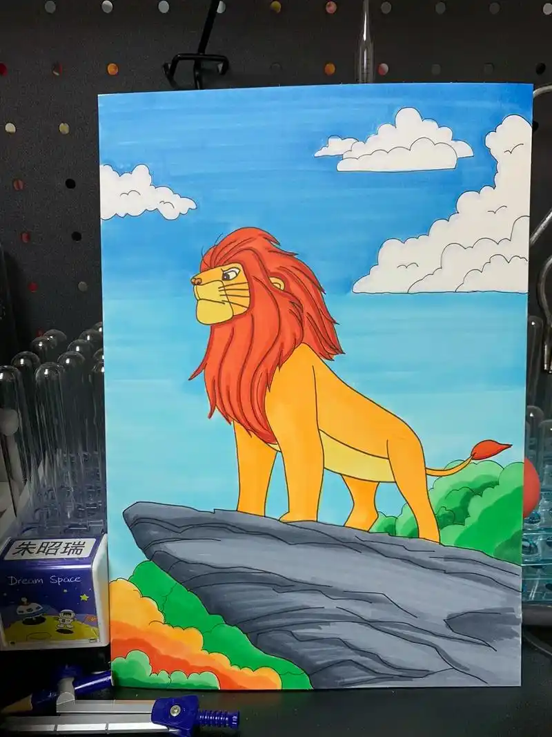 童年回忆狮子王辛巴简笔画.#手绘 #画画 #简笔画 #马克笔 - 抖音