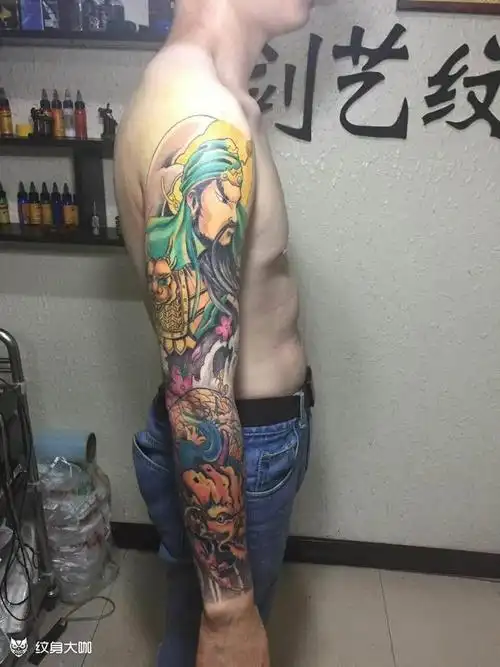 关羽御龙_纹身图案手稿图片_姜姜的纹身作品集