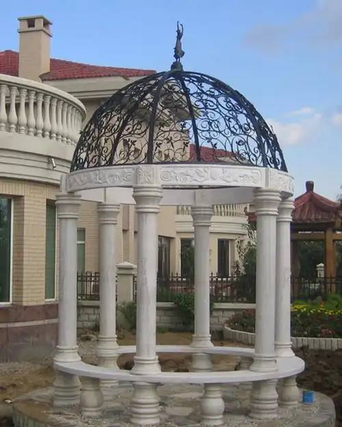 0成交0件晚霞红欧式人物亭子 汉白玉别墅庭院六角亭户外休闲凉亭石雕