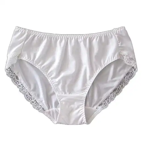 亲肤牛奶丝冰丝滑无痕大码内裤女蕾丝性感女士三角裤中高腰纯白色