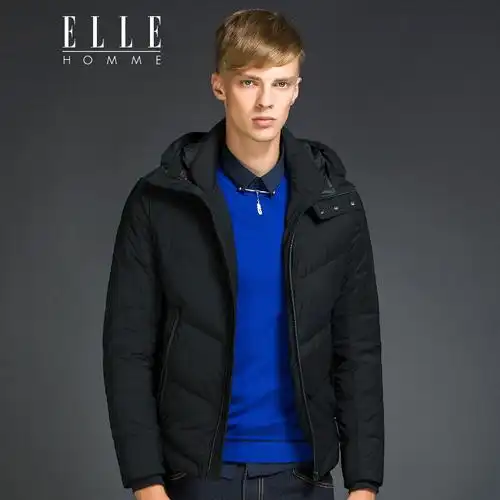 ellehomme男装羽绒服秋冬新款时尚高领连帽墨镜功能性羽绒服