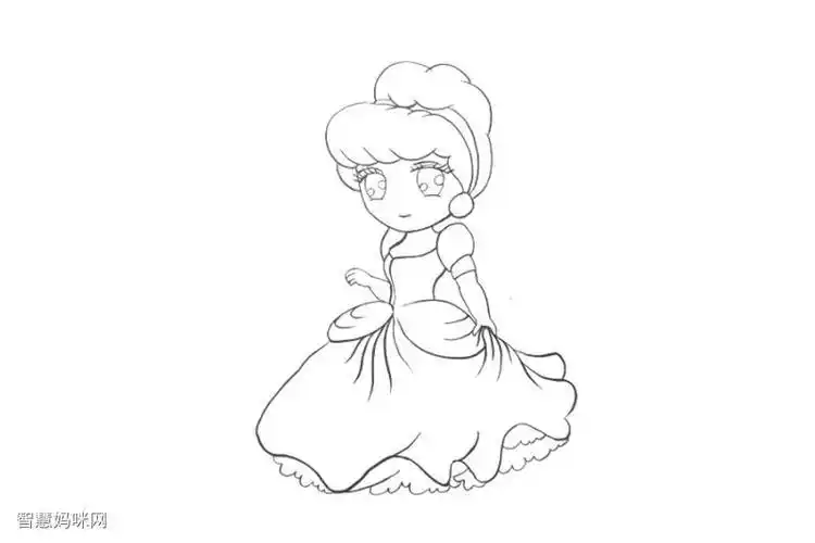 幼儿简笔画涂色灰姑娘