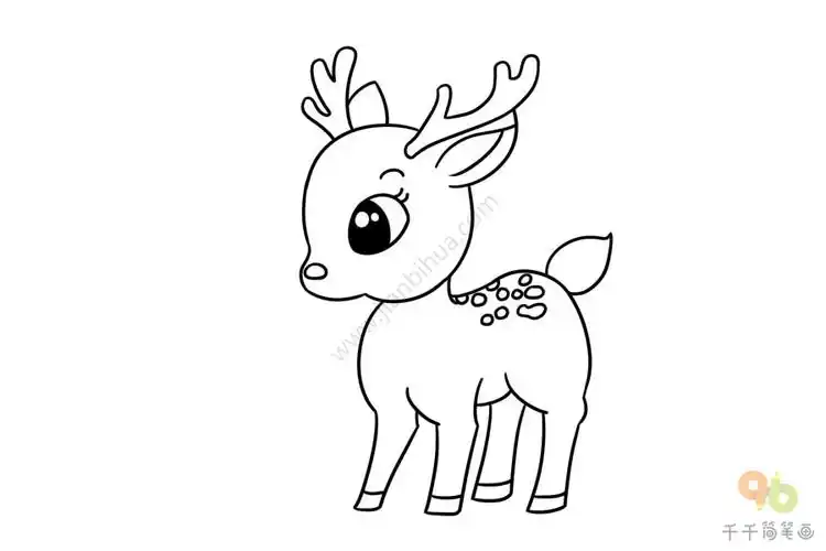 梅花鹿简笔画涂色模板教程