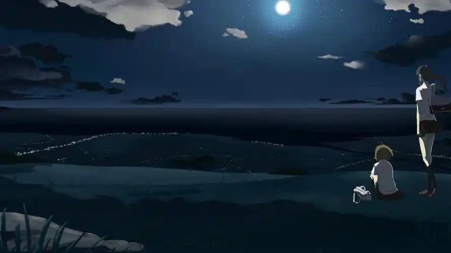 两个女孩,夜晚,星星,天空,唯美意境壁纸_动漫壁纸_墨鱼部落格